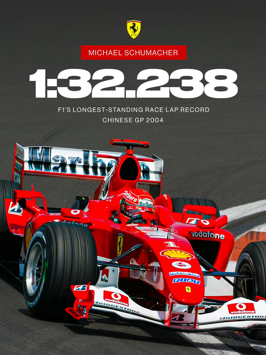 wearetherace's tweet photo. Michael Schumacher's grand prix lap record from the 2004 Chinese GP remains the oldest on the current F1 calendar, having stood for 22 years 🤯 https://t.co/86wzoxWFmR