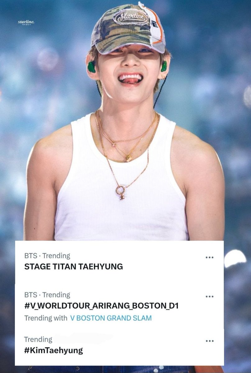 v_hotrends's tweet photo. Taehyung's tags are trending now 

V BOSTON GRAND SLAM
STAGE TITAN TAEHYUNG
#V_WORLDTOUR_ARIRANG_BOSTON_D1
#KimTaehyung 

#KIMTAEHYUNG_WORLDTOUR_ARIRANG https://t.co/F3sHECo1fc