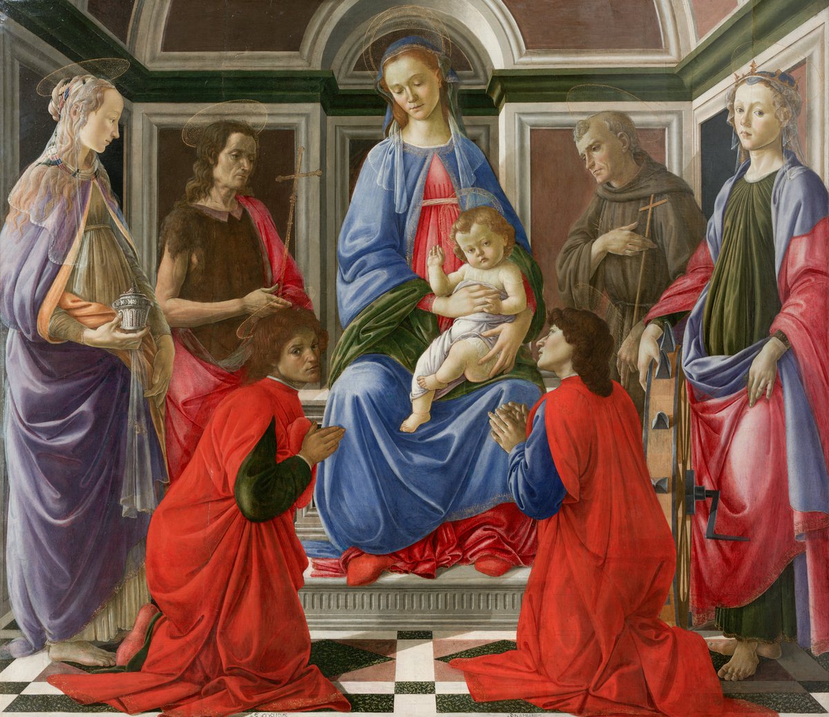 UffiziGalleries's tweet photo. Questa tavola degli #Uffizi è una delle prime pale d'altare di #Botticelli. Le figure delle sante ricordano i modelli del maestro Filippo Lippi, mentre l’ambientazione classicheggiante rimanda alla bottega del Verrocchio dove completò la formazione.

🔗https://t.co/Ru87fPZQAc https://t.co/Z5QbOv6WBc