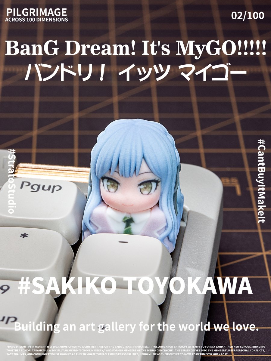 StratoStudioEN's tweet photo. [Keycap Pilgrimage] 003 / BanG Dream! It's MyGO!
100 stories on a fingertip canvas.
A love letter to the girls screaming out their hearts in the maze.
"Will you stay in this band for life?"
(Fan-made)
#MyGO #BanGDream #ArtisanKeycap #StratoStudio https://t.co/vR6FT6RUNI