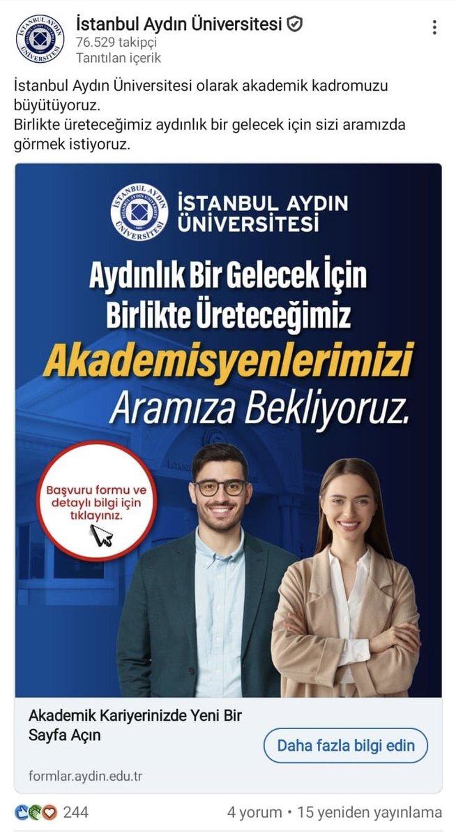 pensendeyiz's tweet photo. İstanbul Aydın Üniversitesi Linkedin adlı sosyal mecrada yeni akademisyen alımı için ilan verdi.

Sanki onlarca emekçiyi haklarını ödemeden kapı önüne koyan kendileri değilmiş gibi “akademik kadromuzu büyütüyoruz” diye ilan vermekten dahi çekinmiyorlar.

Akademiyi sermayenin ve kâr hırsının elinde çöpe çevirenlerin “aydınlık gelecek” yalanlarına ise inanmıyoruz.

Daha ucuza, daha yoğun sömürü, geleceksizlik ve işsizlik baskısıyla akademik kadrolarını ‘yeni’lemeye çalışıyorlar. 

Buna boyun eğmeyecek, mücadelemizi sürdüreceğiz. 
@IAUKampus #istanbulaydınüniversitesi
