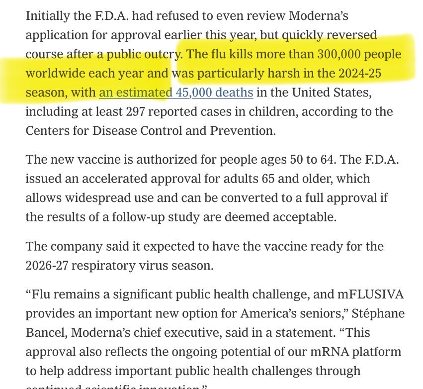 thevivafrei's tweet photo. So they’re going to use mRNA in the flu vaccine. Wow. 

Also:

“The flu kills more than 300,000 people worldwide each year”.

Except in 2020 to 2022 during Covid.

*cough* https://t.co/3nYPc8oXHT