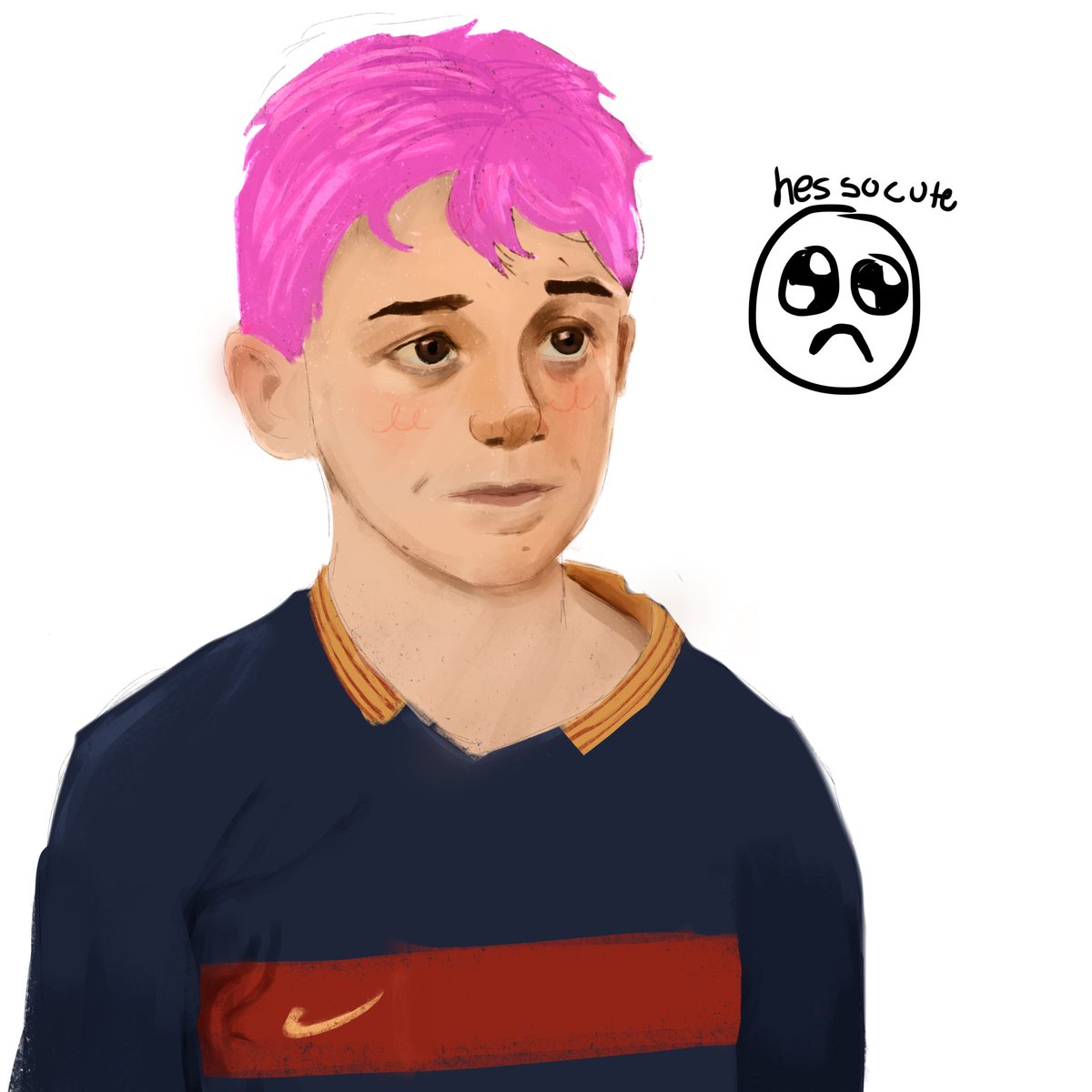 elaineokayy's tweet photo. i HAD to redraw him with his pink hair https://t.co/Rr3LjysGMm
