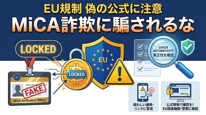 meke_crypto's tweet photo. ⚠️ EU規制が始まった途端、詐欺師が「規制当局のふり」をしています

MiCA（EUの暗号資産ルール）が施行されたばかりで、みんなが「公式っぽいもの」を信じやすい今がチャンスと目をつけられました。

つまり「規制が整ったから安全」ではなく、「規制の名前を使った詐欺」が新しく生まれてる段階。

日本にいても無関係じゃないです。
あなたは「公式」を確認する習慣ありますか？

#仮想通貨 #Web3