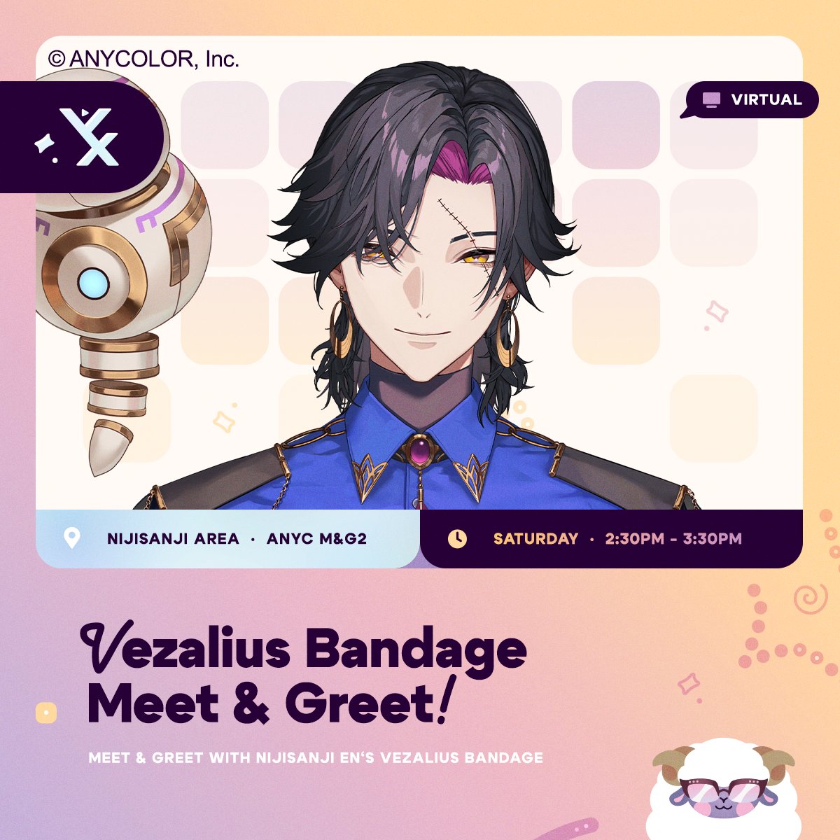 Vtuber_Expo's tweet photo. [Meet & Greet Announcement]

This talent is TOTES making our hearts burst! We need a frickin' medic! 🧻

The charismatic healer of Krisis and gentleman all wrapped into one, Vezalius Bandage (@VezaliusBandage), is ready to make you feel better at his VeXpo 2026 Meet & Greet!

This doc is in demand, but you can try your lottery luck for a ticket via ConCat. If you need a revive, the VeXpo 2026 Update VOD has your back and if you want to double-check your appointment time, our socials will have all the latest updates!

#VeXpo2026