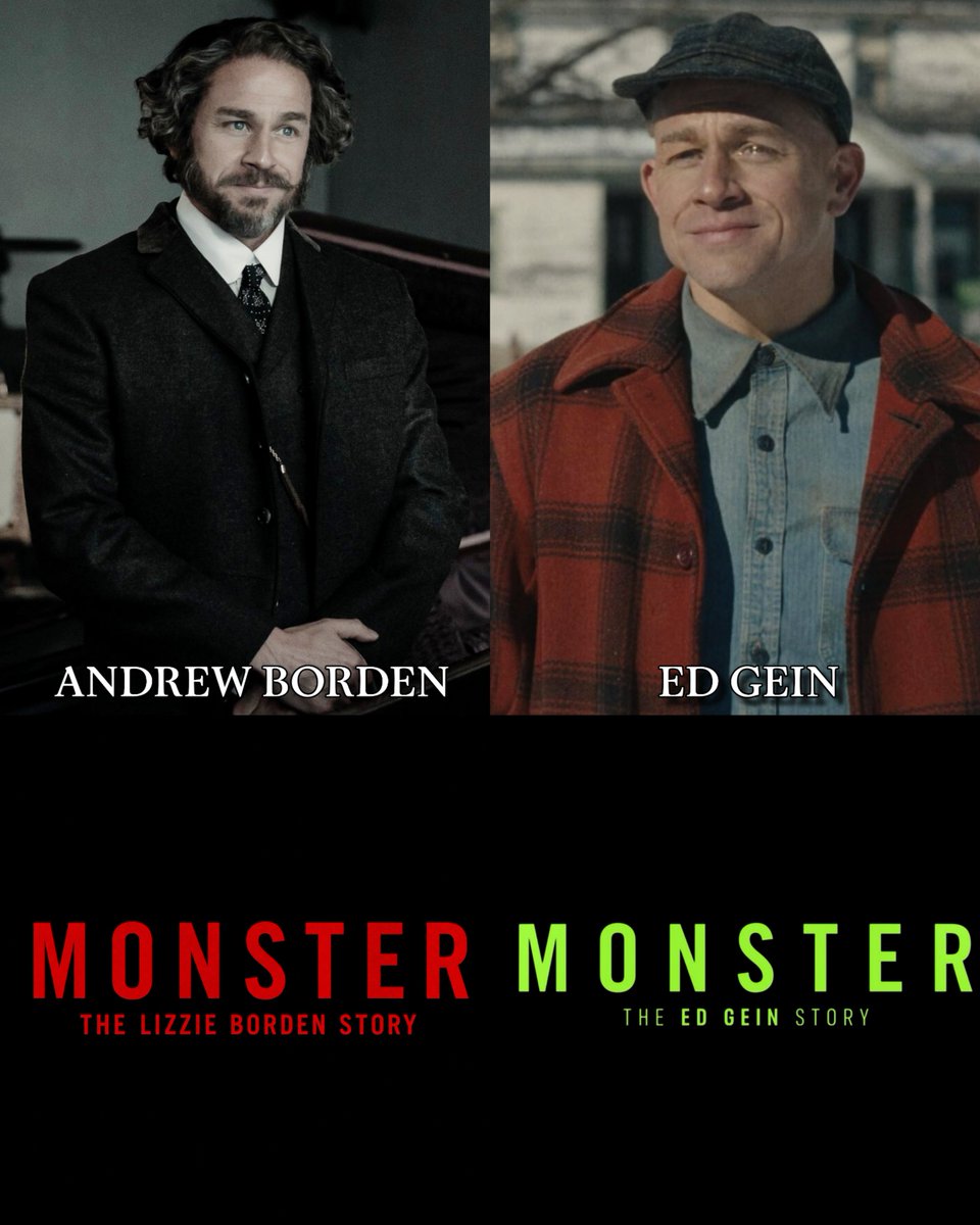FeelsCinema's tweet photo. Charlie Hunnam in Ryan Murphy's 'MONSTER' Anthology Series

• As Andrew Borden in Monster: The Lizzie Borden Story (Season 4)

• As Ed Gein in Monster: The Ed Gein Story (Season 3) https://t.co/TQOozDKn5g