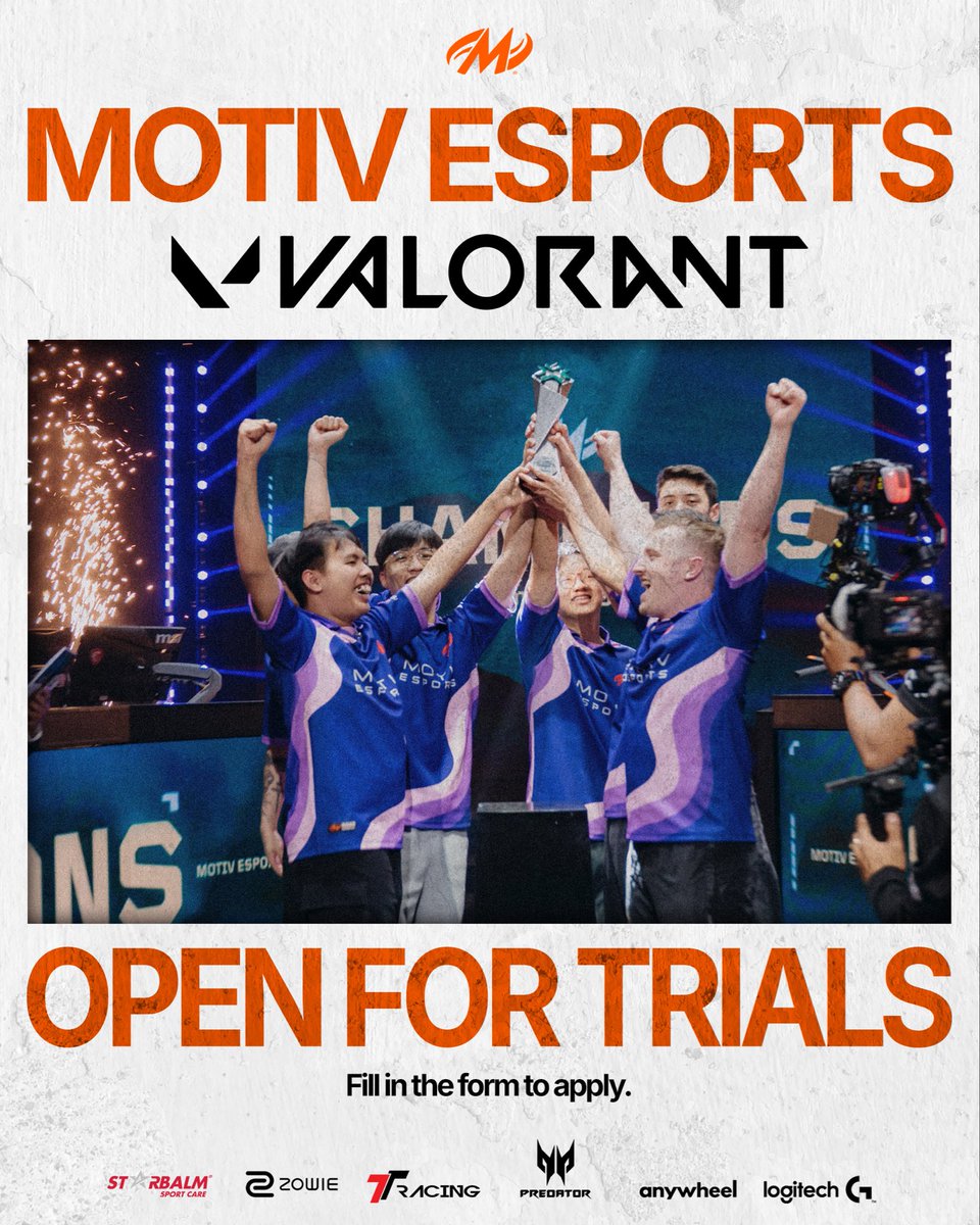 Motiv_Esports's tweet photo. We're opening our doors again to players who have what it takes. Trials are open to players who are hungry and are not afraid of commitment.
Fill in the form below to apply (minimum rank requirement of Immortal 3)
https://t.co/AHwzB23ddk
See you in the server.
#getMOTIVated https://t.co/ecOlywEiQW