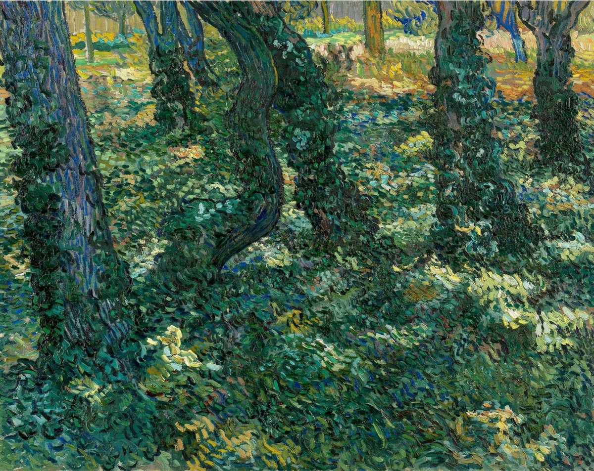 vangoghmuseum's tweet photo. Not just plants… apparently 🌿

Van Gogh often painted close-up views of the forest floor, known as sous-bois (French for undergrowth). But he didn’t just see plants… he called them
‘eternal nests of greenery for lovers.’

So next time you look, you might see more than leaves. 👀

🖼️ ‘Undergrowth’, 1889 © Van Gogh Museum