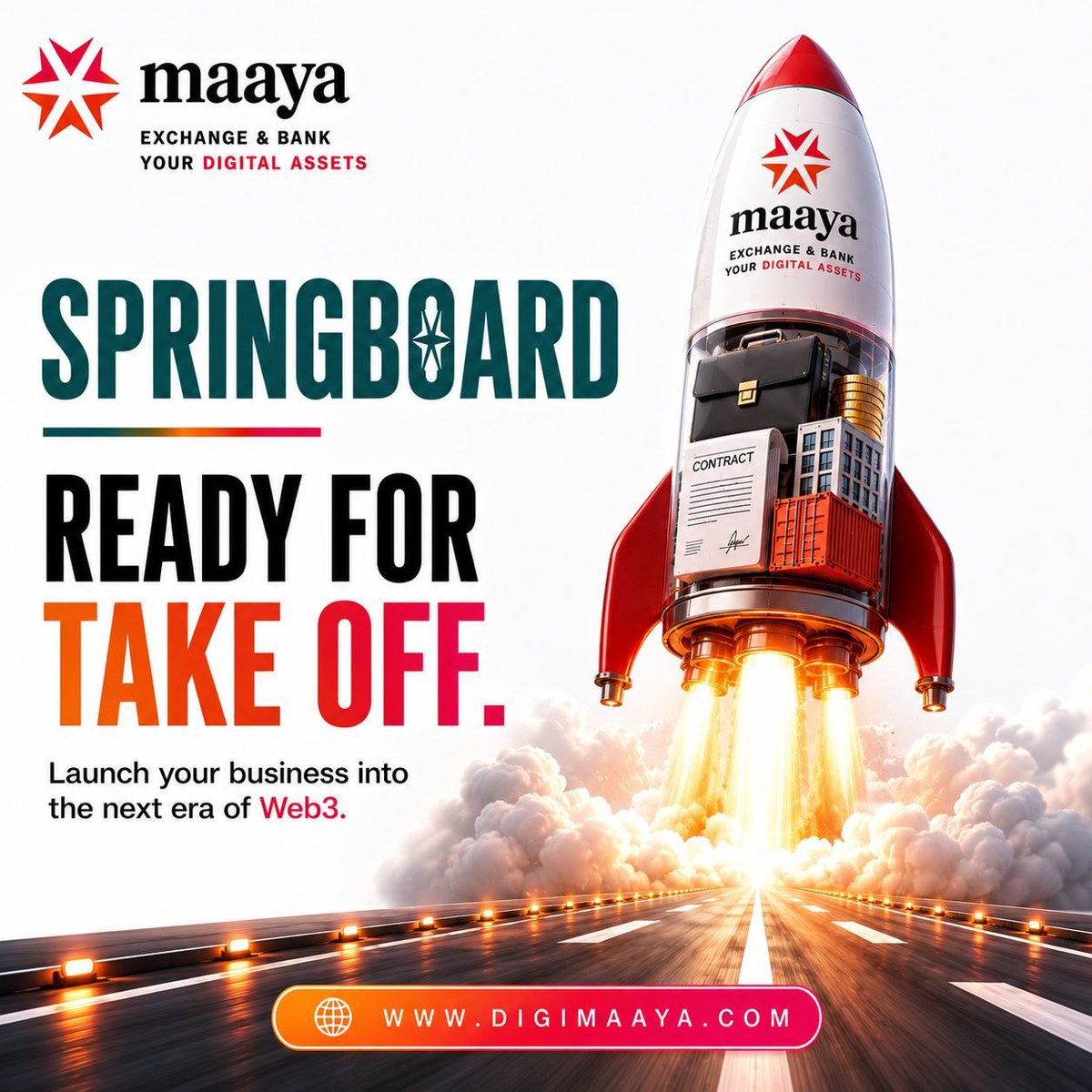 DigiMaaya's tweet photo. Ready for take off. 🚀
Big ideas deserve a bigger launch.

@DigiMaaya Springboard helps businesses transition into Web3 with the tools, network, and opportunities to scale beyond traditional limits.

The next era of growth starts with one launch.
Ready to launch your business into Web3?