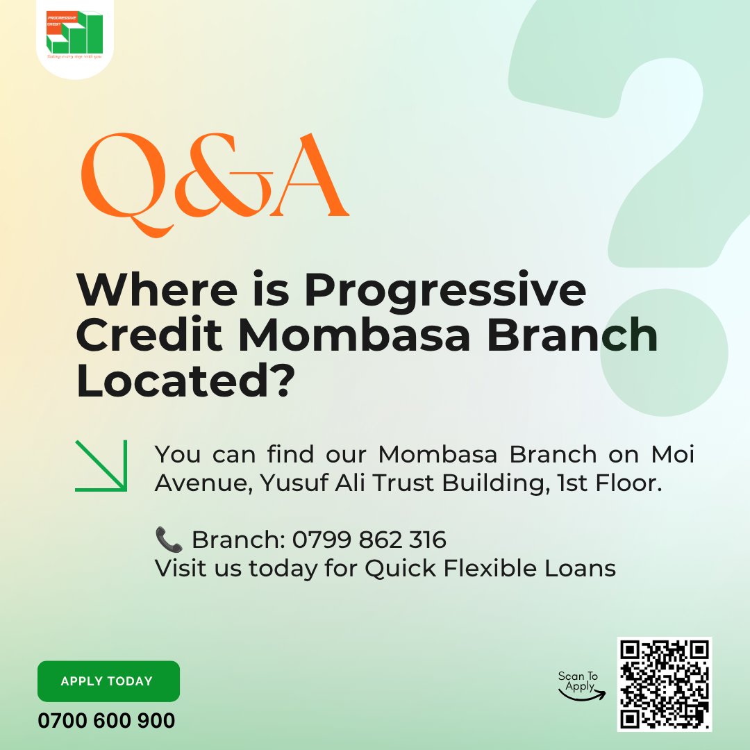 progressivecrke's tweet photo. You can find our Mombasa Branch on Moi Avenue, Yusuf Ali Trust Building, 1st Floor.

📞 Branch: 0799 862 316

Visit us today and let's discuss the right financial solution for you.
📞 0700 600 900
🌐 https://t.co/VyouJmsNZw
#ProgressiveCredit #Mombasa #TakingEveryStepWithYou https://t.co/nz7GPF22Nt