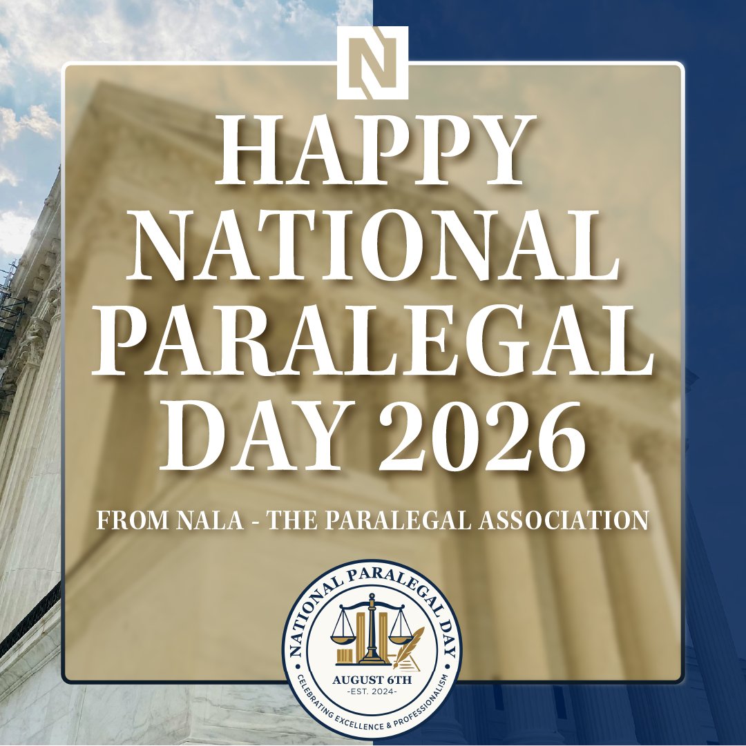 NALA_paralegals's tweet photo. Happy #NationalParalegalDay! Today we celebrate the incredible paralegals who strengthen the legal profession every day. Thank you to our #NPD2026 sponsors for helping make this celebration possible. Here's to you!

#NationalParalegalDay2026 #NPD #NALA #LegalTips #Paralegal https://t.co/wltOMs5SVa