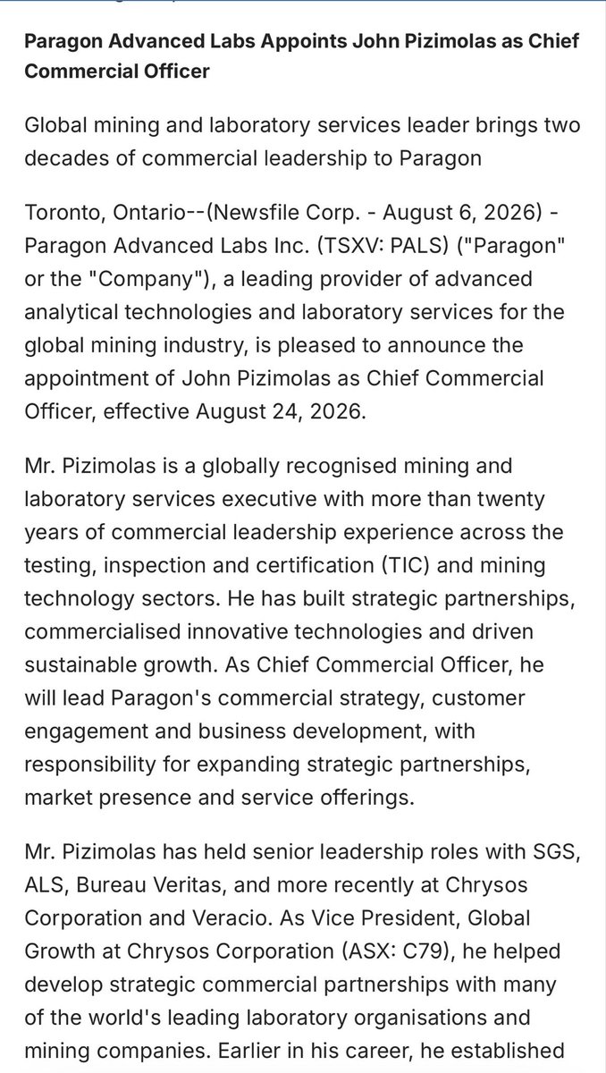 IntelligentCM's tweet photo. $PALS.V - a nice addition getting the previous Vice President of Global Growth from Chrysos Corporation $C79.ASX 

Disc: Long PALS and wrong a lot https://t.co/Mv0rlXrIWi