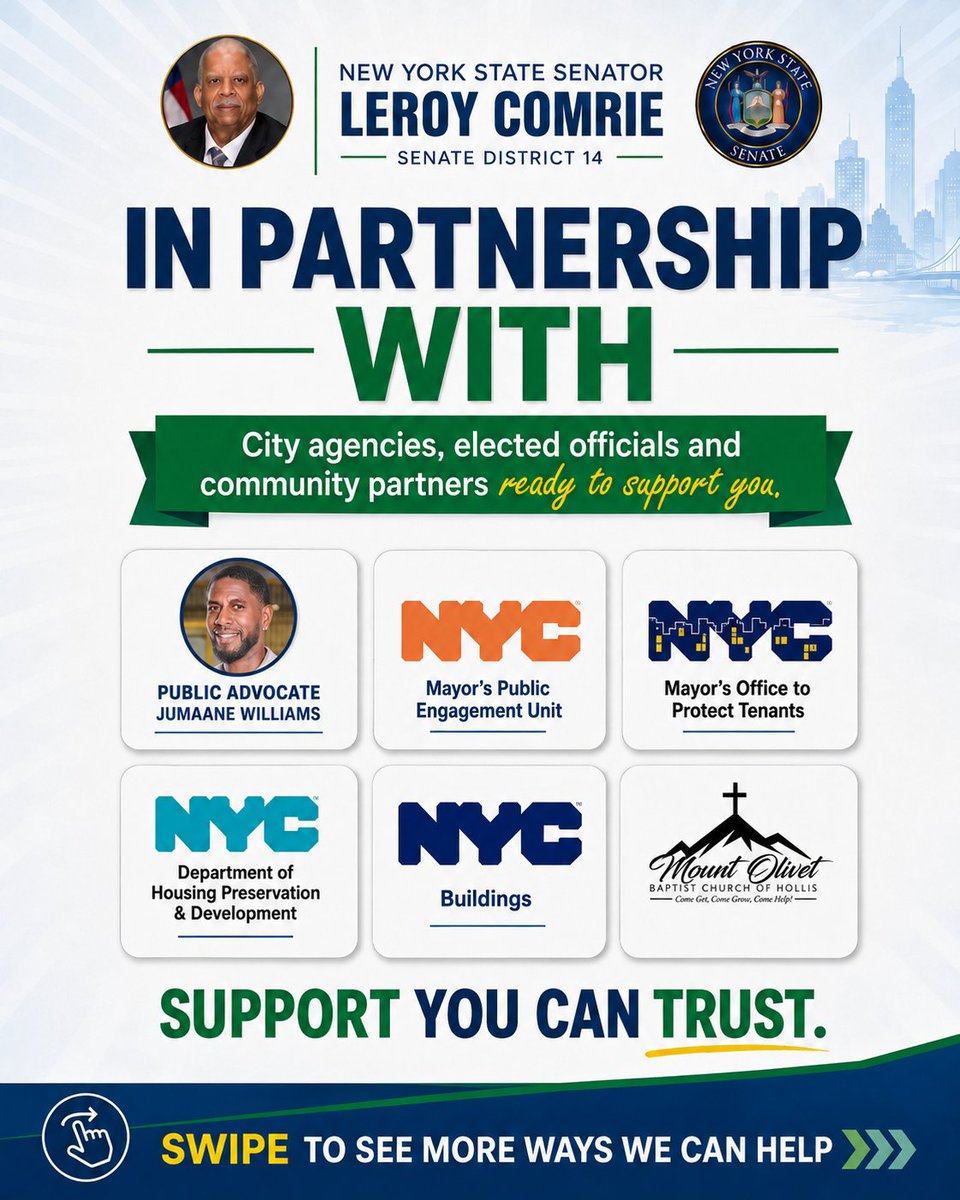 MayorsPEU's tweet photo. Queens tenants: Get help with housing complaints, tenant rights, referrals, building safety and more.

Sat. Aug. 8, 11 AM–2 PM
Mt. Olivet Baptist Church, 202-03 Hollis Ave.

No appointment needed.

With @LeroyComrie @nycpa @NYCMOPT @NYCHousing @NYC_Buildings https://t.co/gSzWT443bE