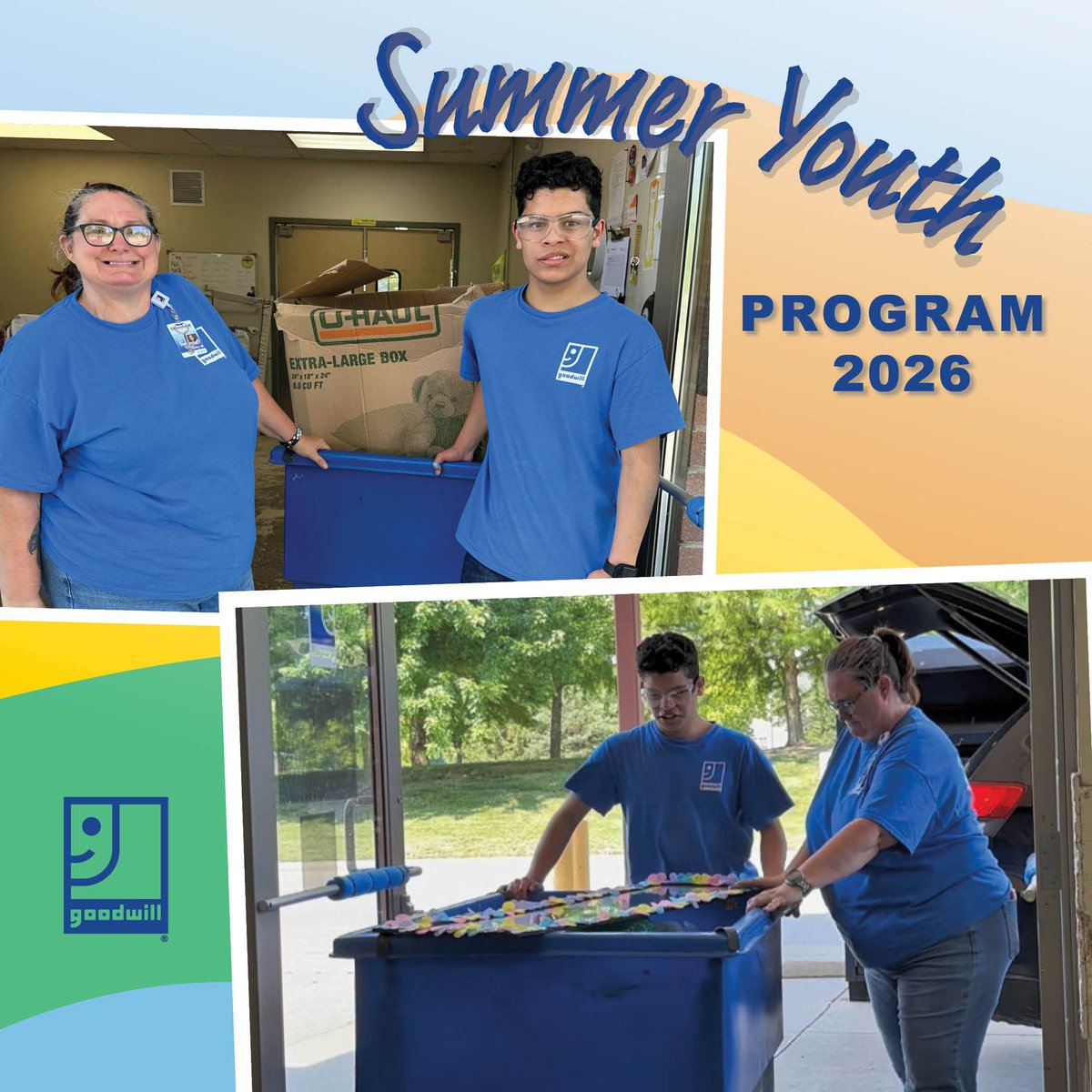MarionGoodwill's tweet photo. At our Sunbury Goodwill Store, participant Christopher enjoys working in Donations and stocking wares on the sales floor. Coach Kelly has loved helping participants build confidence and workplace skills this summer.
#SummerYouthProgram #GoodwillWorks #GoodHappensHere https://t.co/H18GMu5lwo