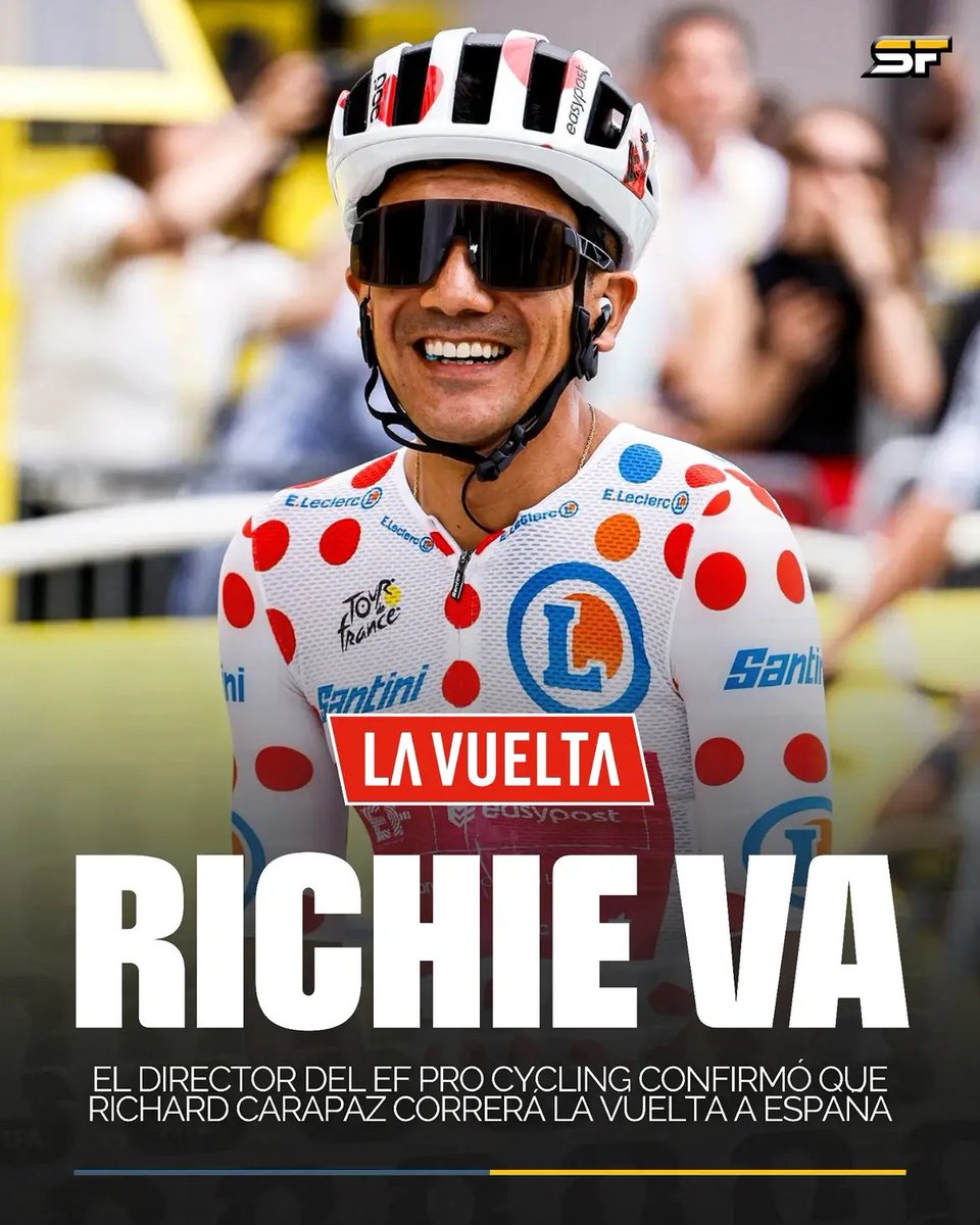 RuedaPedal's tweet photo. ¡BOMBAZO! "Richard Carapaz correrá la Vuelta a España" El ecuatoriano ha sido confirmado por el EF Pro Cycling para disputar la Vuelta a España 2026. El campeón olímpico volverá a competir en una carrera donde ya fue subcampeón en la edición de 2020. ¡Grande Richie!🌈🚴🇪🇨🚂👏 https://t.co/5oxl25BwIX