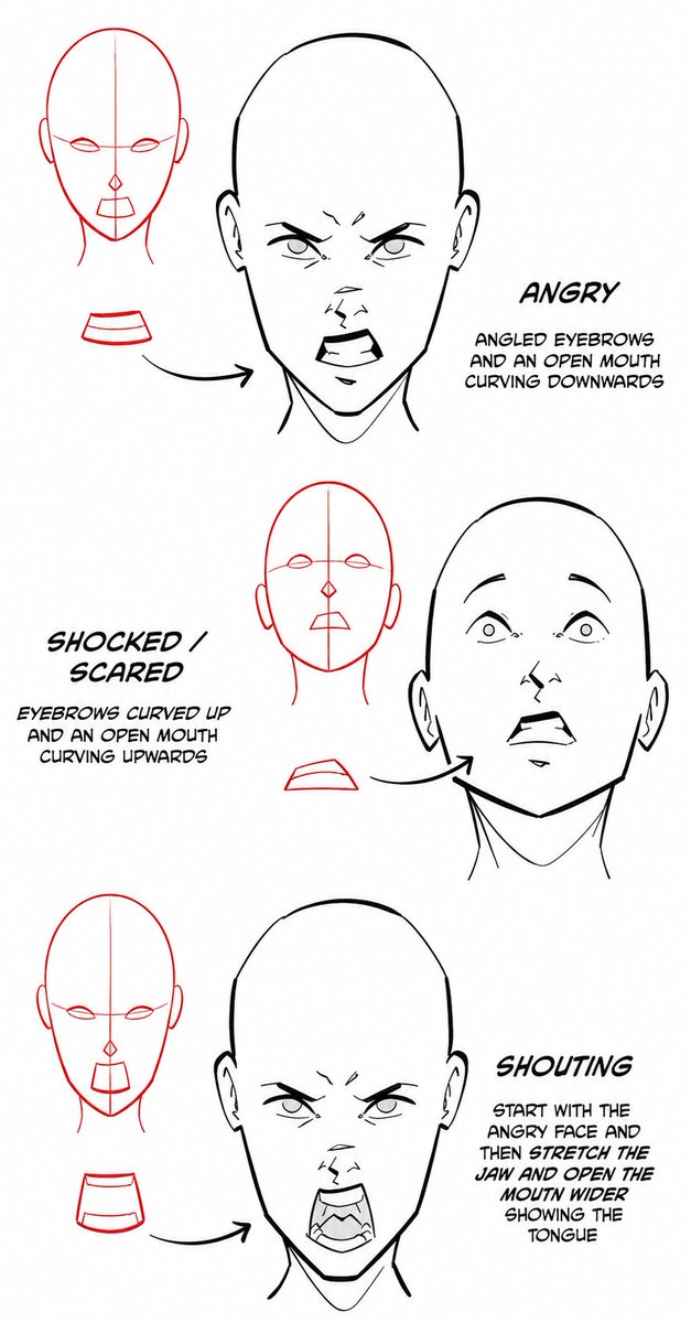 FormSketch_'s tweet photo. Facial expressions are all about the relationship between the eyes, brows, and mouth https://t.co/qXI1NQGW3Y