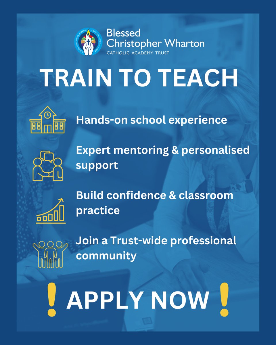 bcw_cat's tweet photo. 🍎 Ready to start your teaching journey?
Applications for our supportive, school-led ITT programme close on Monday 10 August.
Apply now: https://t.co/K0cZ3c9nzu
Follow @itt_bcwcat for more.
#TrainToTeach #TeacherTraining #BCWCAT #ITT #GetIntoTeaching https://t.co/2Oda30ADGf