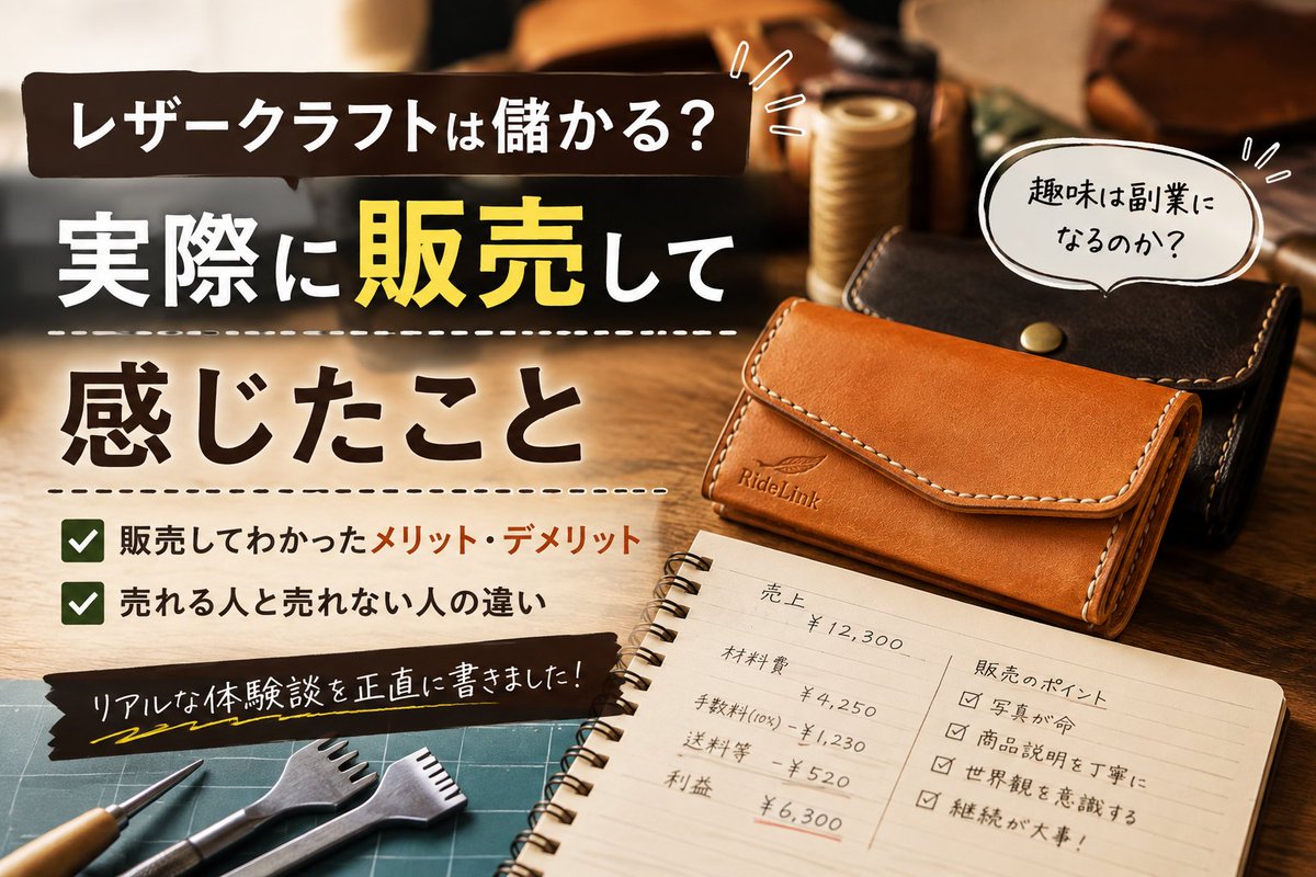 opelmoto's tweet photo. ブログ更新しました。
レザークラフトは儲かる？実際に販売して感じたこと https://t.co/fmg8PZQkou 
#ブログ初心者
#ブログ更新
#レザークラフト
#レザークラフト副業
#副業 https://t.co/SNrXvBne4r