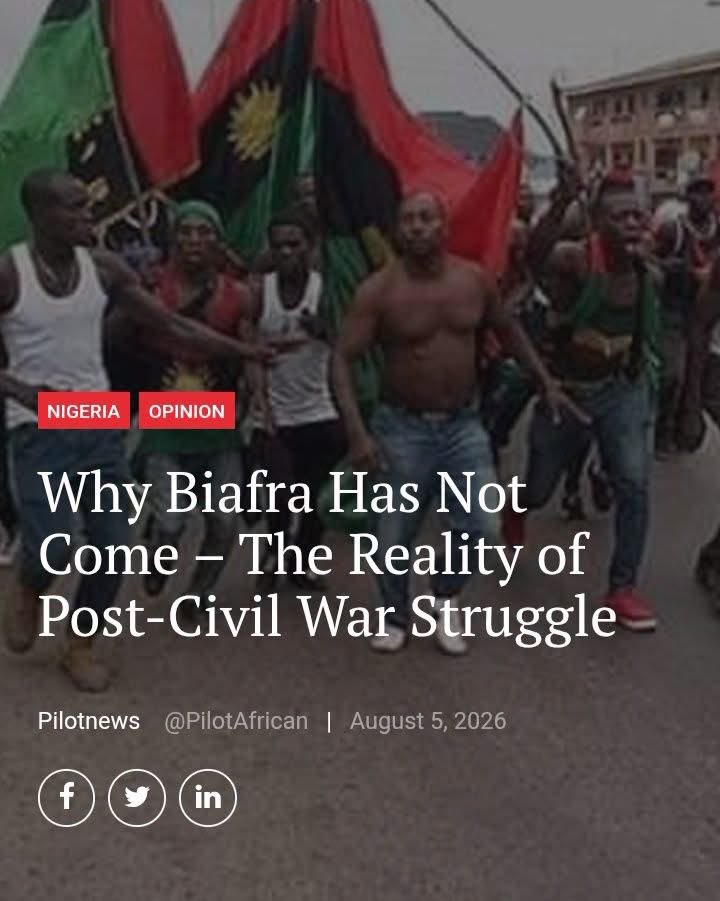 ChinasaNworu's tweet photo. OPINION: Why Biafra Has Not Come – The Reality of Post-Civil War Struggle

That Biafra has not come is not because the agitation for Biafra is abominable, unrealistic, or impossible to achieve. Biafra has not come because the strategies for achieving it have been largely inadequate.

https://t.co/4YnsL2Ayph
@radiobiafralive 
@real_IpobDOS 
@real_DOS_Press