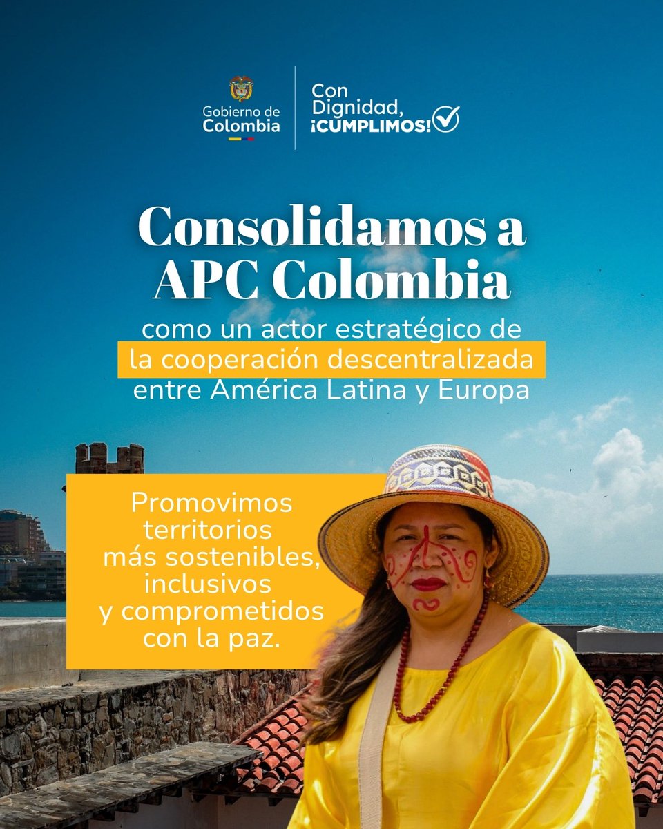 APCColombia's tweet photo. #ConDignidadCumplimos ✅ | ¡Colombia se posiciona como referente en  cooperación descentralizada en América Latina y Europa!

Impulsamos guías clave para la paz territorial, incidimos en la Cumbre CELAC-UE y movilizamos recursos para la equidad y la biodiversidad desde las regiones.