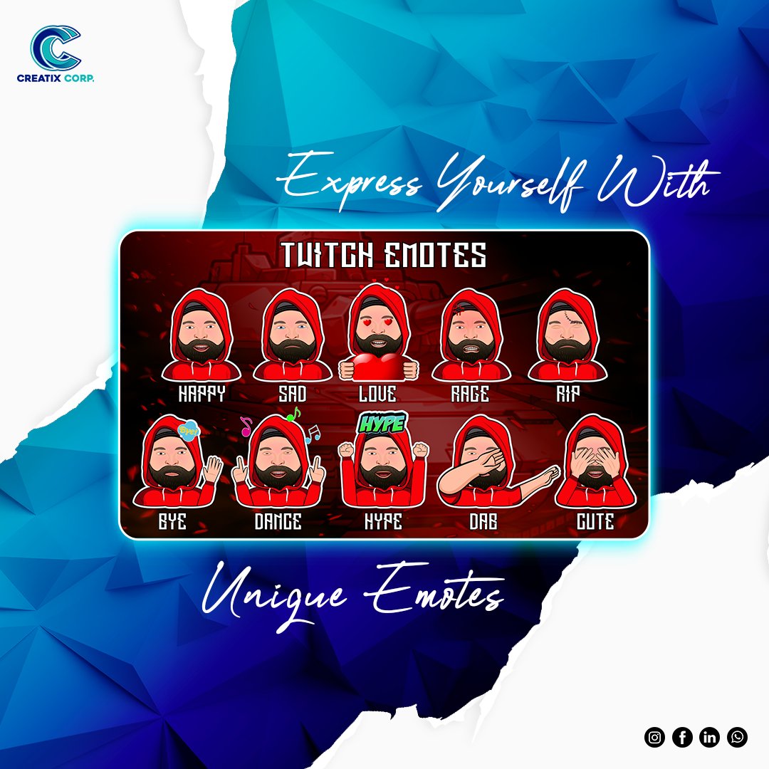 creatixcorp's tweet photo. Your emotes should be as unique as your stream! 

Stand out with custom Twitch emotes designed to match your style and elevate your brand.

💬DM us today to get your custom Twitch emotes designed!

#creatixcorp #twitchemotes #customemotes #twitchstreamer #gamingcommunity #fypジ https://t.co/kuJI54TVfs