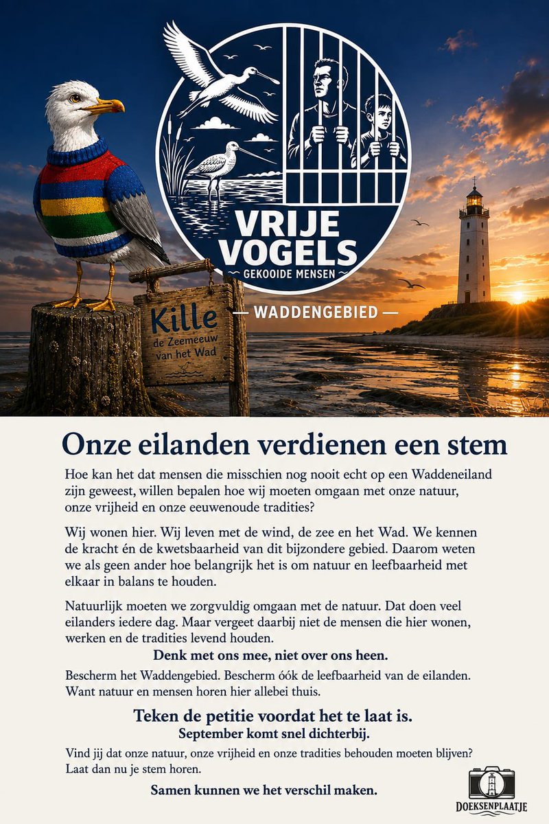 richardtkiewiet's tweet photo. Het protest tegen overdreven regelgeving Natura2000 en overdreven natuur en milieu activisme in het Waddengebied neemt grotere vormen aan.
In paar maanden zijn al 38.000 protest handtekeningen gezet.
Nog 2000 te gaan en de politiek in Den Haag moet dit serieus nemen.
Help ons… https://t.co/rBqgC2qzBd