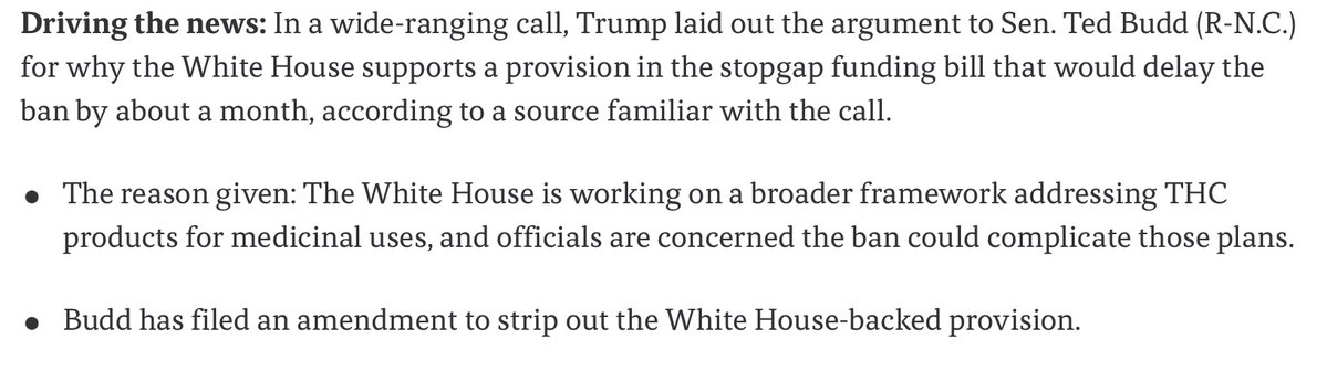 RMConservative's tweet photo. You know a man by his priorities.
Trump is literally calling Ted Budd demanding that he support the hemp/THC ban delay in the must-pass bill.  

Has he personally called anybody about the PAUSE Act, any immigration priority, or even the much-praised SAVE Act? Such bizarre priorities. It's so parochial, and there is literally nothing conservative about it.