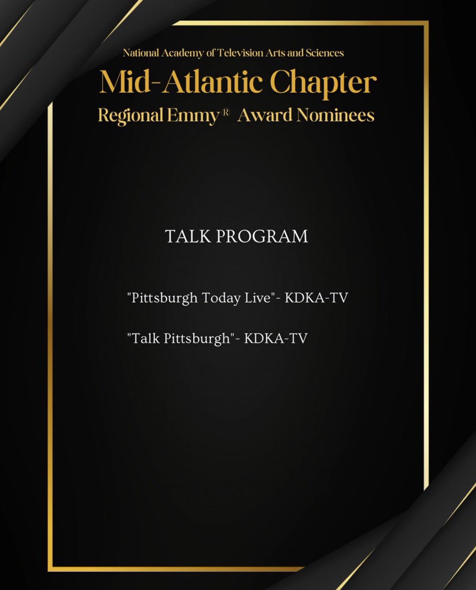 DaisyJadeTV's tweet photo. 📢 BIG ANNOUNCEMENT: @PGHTodayLive has been nominated for a Mid-Atlantic Emmy Award in the Talk Program category (alongside Talk Pittsburgh)! 🙌🏼 

So honored that I get to do what I love every day alongside such a talented and hardworking team!
@KDKA https://t.co/qVAar2Tkua
