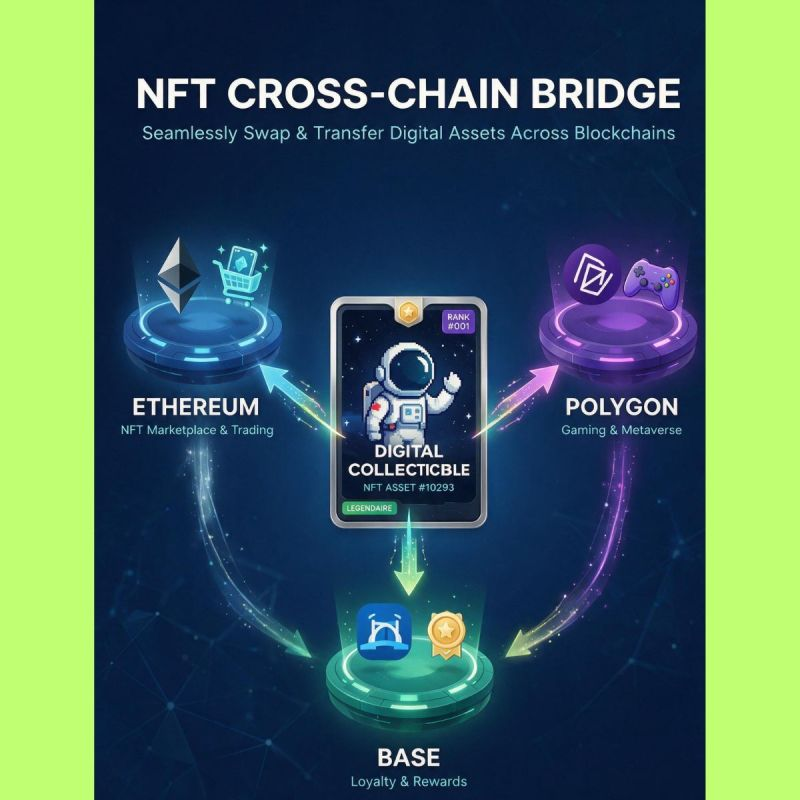 Calibraint_Tech's tweet photo. One NFT. 
Multiple chains. 
Infinite possibilities.

Your top collection lives on Ethereum. Gaming partners build on Polygon. Loyalty runs on Base. #web3

Bridging lets one asset move, trade &amp; unlock value across all of them. #nft

Here's how 👇 
https://t.co/QsLqfcmB24 https://t.co/aypUUJ4Dym