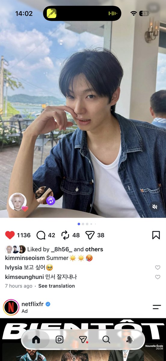 minseobdu's tweet photo. seunghun commenting on minseo’s post 💔💔 my bdu omg https://t.co/Uu1zDtk77L
