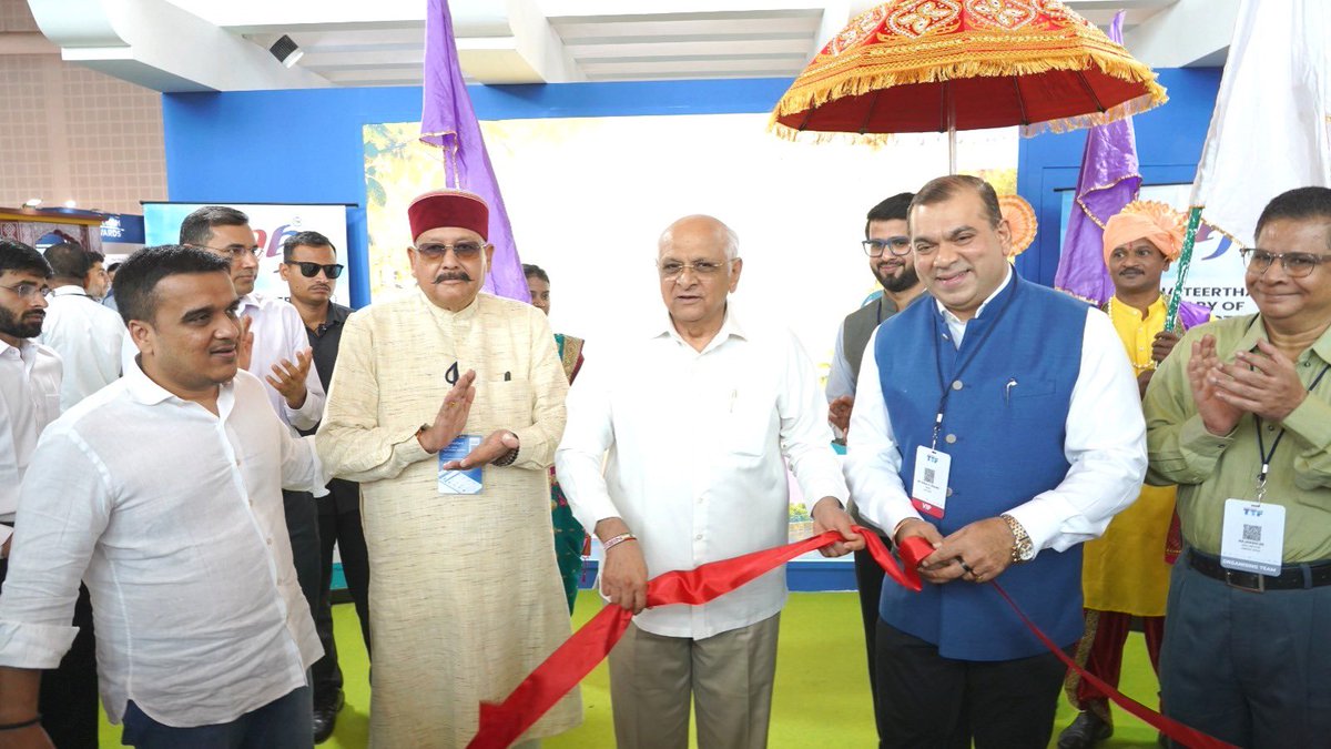 TourismGoa's tweet photo. TTF Ahmedabad 2026 has begun, bringing together tourism boards, industry leaders and travel enthusiasts from across the country under one roof.

Goa Tourism marked its presence at the event with the inauguration of the Goa Pavilion by Hon'ble Chief Minister of Gujarat Shri Bhupendra Patel, in the presence of Hon'ble Tourism Minister of Goa Shri Rohan A. Khaunte, Hon'ble Deputy Chief Minister of Gujarat, Shri Harsh Sanghavi and Hon'ble Tourism Minister of Uttarakhand Shri Satpal Maharaj.
@TTFIndia @Bhupendrapbjp @RohanKhaunte @sanghaviharsh @satpalmaharaj 

#GoaTourism #TTFAhmedabad #GoaPavilion #ExploreGoa #TravelFair