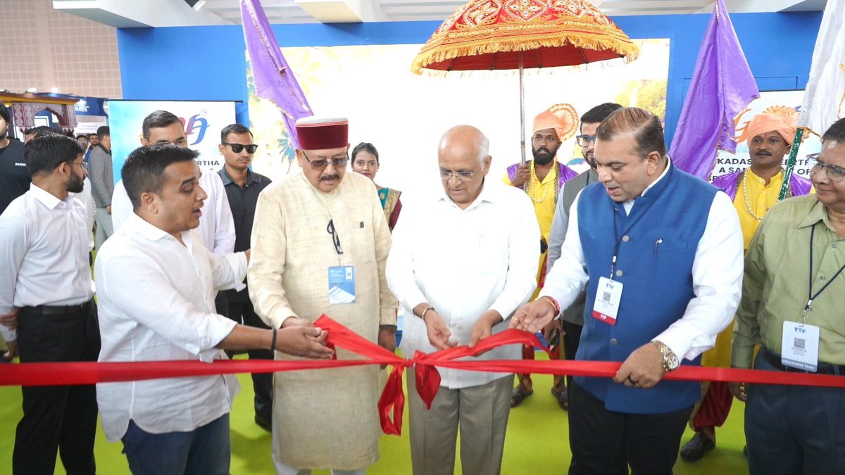 TourismGoa's tweet photo. TTF Ahmedabad 2026 has begun, bringing together tourism boards, industry leaders and travel enthusiasts from across the country under one roof.

Goa Tourism marked its presence at the event with the inauguration of the Goa Pavilion by Hon'ble Chief Minister of Gujarat Shri Bhupendra Patel, in the presence of Hon'ble Tourism Minister of Goa Shri Rohan A. Khaunte, Hon'ble Deputy Chief Minister of Gujarat, Shri Harsh Sanghavi and Hon'ble Tourism Minister of Uttarakhand Shri Satpal Maharaj.
@TTFIndia @Bhupendrapbjp @RohanKhaunte @sanghaviharsh @satpalmaharaj 

#GoaTourism #TTFAhmedabad #GoaPavilion #ExploreGoa #TravelFair