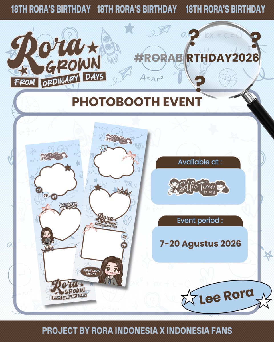 rukakawai4ever's tweet photo. 𝐑𝐎𝐑𝐀 𝐆𝐑𝐎𝐖𝐍 𝐅𝐑𝐎𝐌 𝐎𝐑𝐃𝐈𝐍𝐀𝐑𝐘 𝐃𝐀𝐘𝐒

2026 Rora’s Birthday Photobooth event by @RORAINDONESIA  

Let's come, capture the moment and celebrate Rora's special day💜  

📍@selfietimeid
🗓️7-20 Agustus 2026

#RORAGROWINGDAYS
#RORA #로라 
#BABYMONSTER #베이비몬스터 https://t.co/qVp7Mjoojb