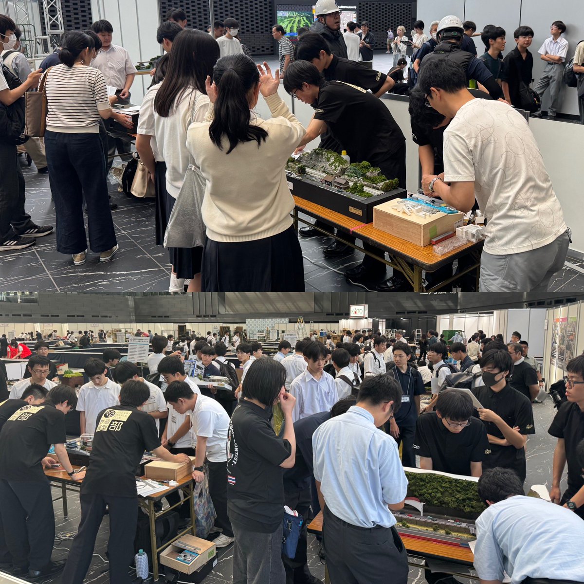 ihs_models's tweet photo. 鉄コン搬入日にて走行検査実施。今回は部員以外にも他校の方々と協力して実施。また輸送作品の開梱や走行検査も行いました。今年は200校超えの中、かなりの学校が1回の検査で通過できず計400回程実施し17時過ぎても終了出来ませんでした🥲来年は1回で通過出来るよう事前確認をお願いします🙇
＠te2con https://t.co/KynC0ZhJS3