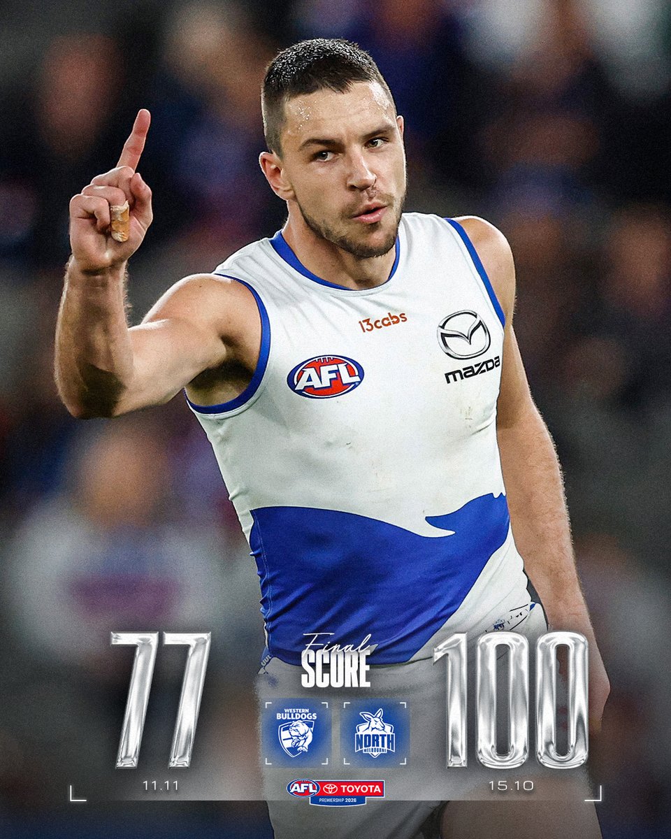 AFL's tweet photo. Thursday night upset 😲

#AFLDogsNorth https://t.co/A0B6l67WNY