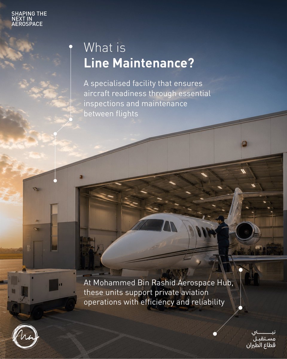 MBRAerospaceHub's tweet photo. Precision, expertise and readiness... the essentials behind every aviation journey. 
At Mohammed Bin Rashid Aerospace Hub, dedicated Aircraft Maintenance Units support operators with specialised services that help ensure smooth and efficient operations. https://t.co/tsQQhB8dQw