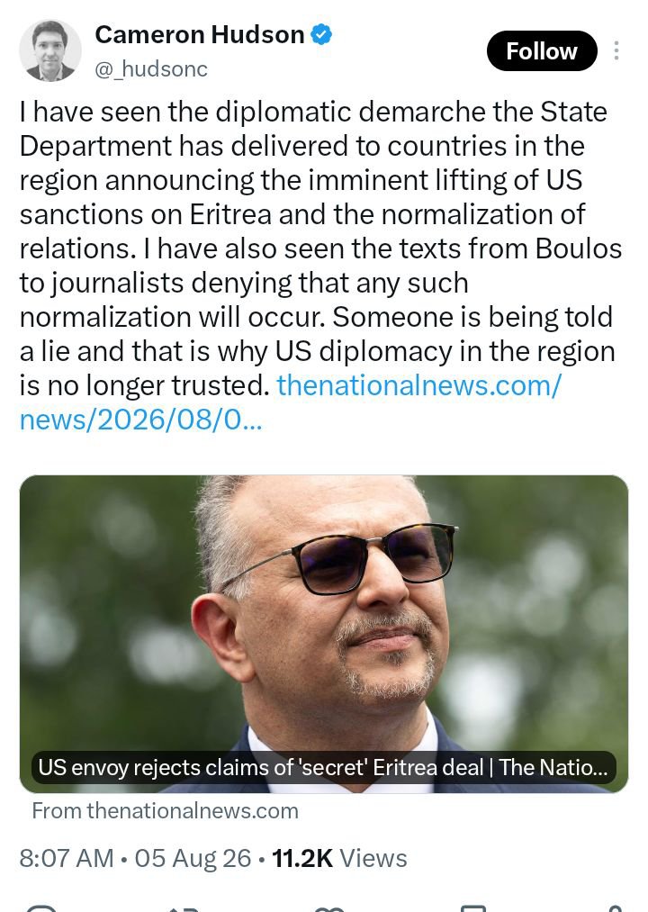 EliasAmare's tweet photo. #Eritrea vigilant of the “carrot &amp; stick” tactics of Western #imperialism. Eritrea, a powerful cohesive state, is not an easy pushover; has the strategic upper hand; and is the center of gravity in the Horn of #Africa.
As to who is telling lies, it's the proverbial kettle &amp; pot… https://t.co/bbV4pUo1Um