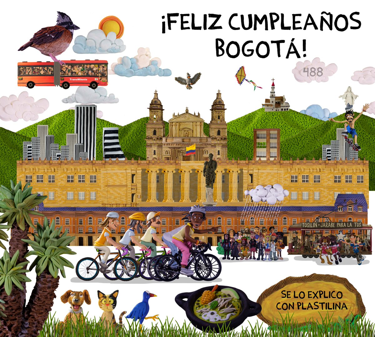 altereddie's tweet photo. Feliz cumpleaños 488 Bogotá!!! #Seloexplicoconplastilina #Bogota https://t.co/moRGswun5a