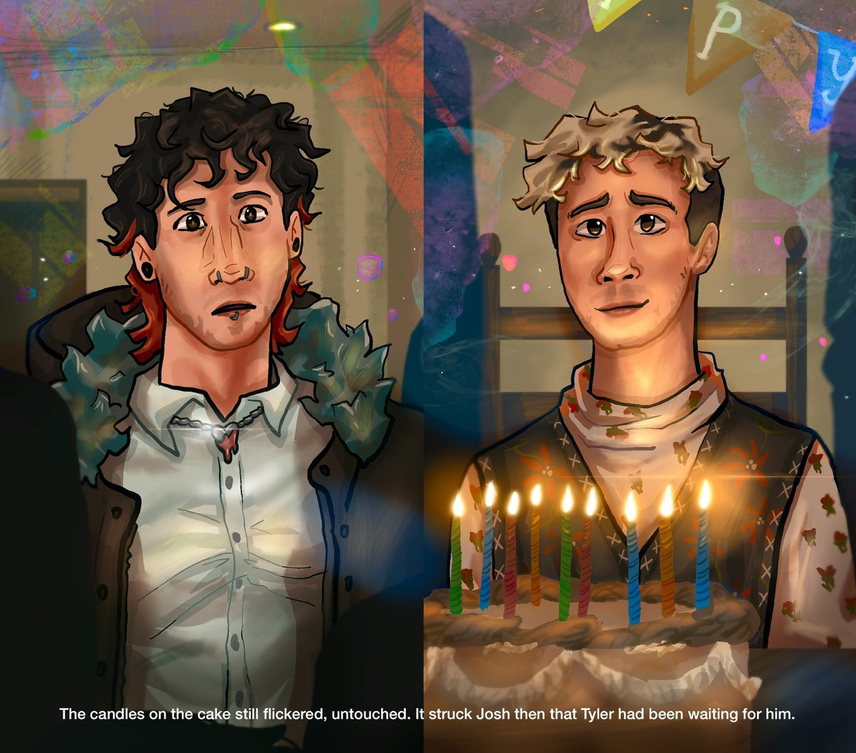 waddlesworks's tweet photo. Tyler’s Birthday 🎂 - Chapter 5; cut us open spread us out 🎉

#twentyonepilotsau #walmartfic #digitalart #fanfic https://t.co/Guv0jpDTBW
