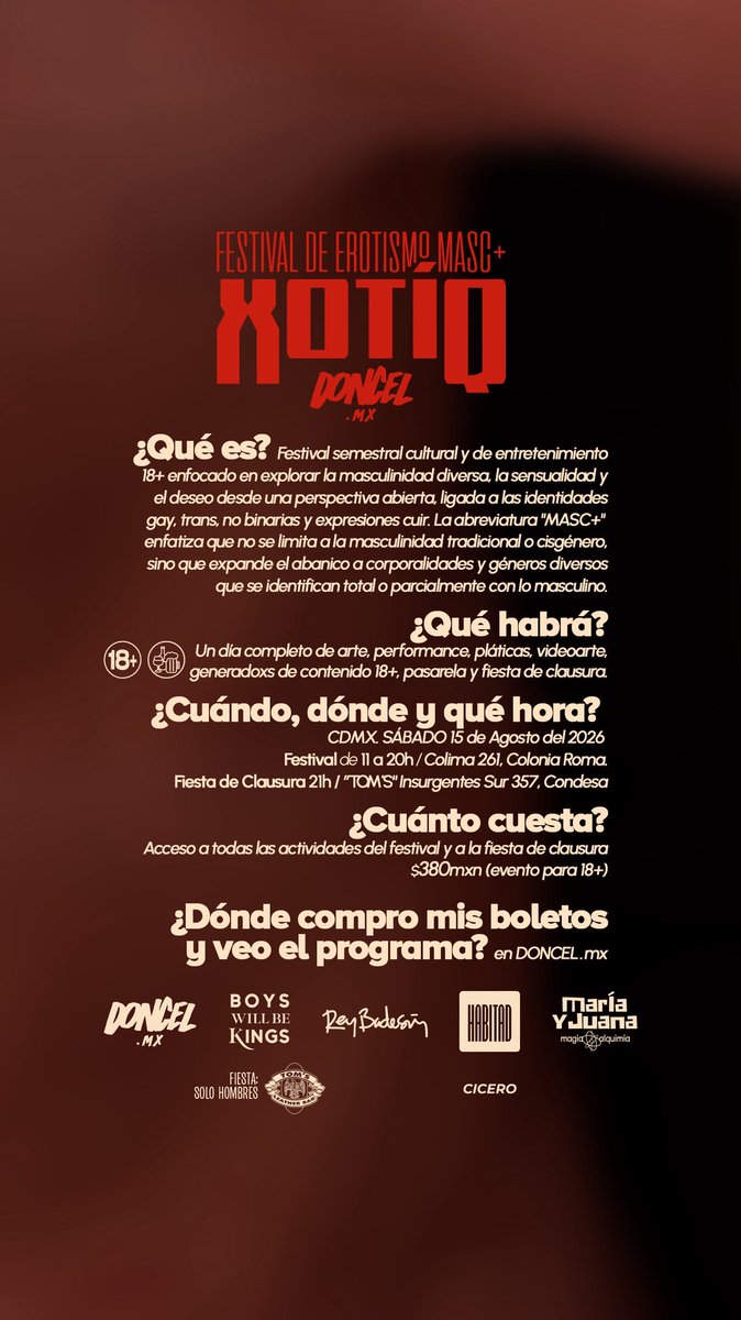 DONCEL_mx's tweet photo. 🔥FESTIVAL XOTÍQ DONCEL🔥
¡Cupo limitado, compra tus boletos ya!
🔞 Todo el programa, boletos e info: https://t.co/uxsgmnK4sG 
Invitado especial: @nardoVerggaMota https://t.co/6fu9QiJukP