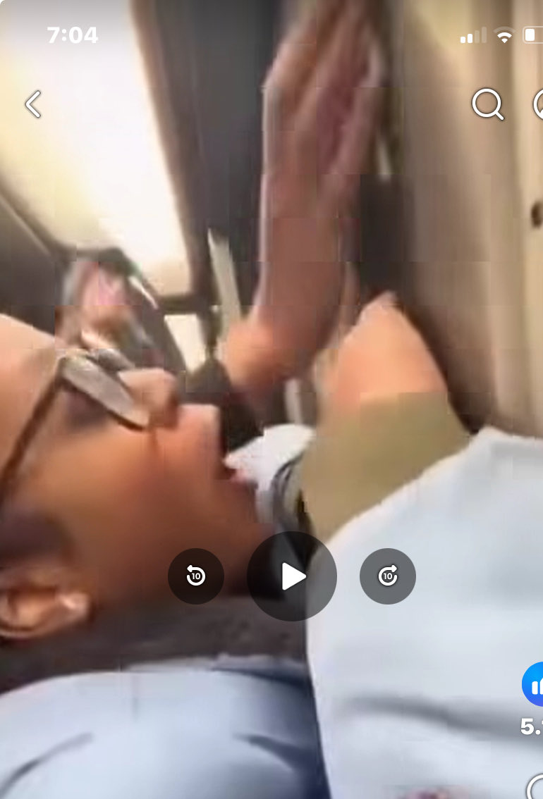 DavidSaenzxlt's tweet photo. She was called the n word and she went ballistic after calling white girl horrible names and kicking her off the transit. Look at her face,but watch the video she turned into a vicious monster. https://t.co/phIh1xPn9D