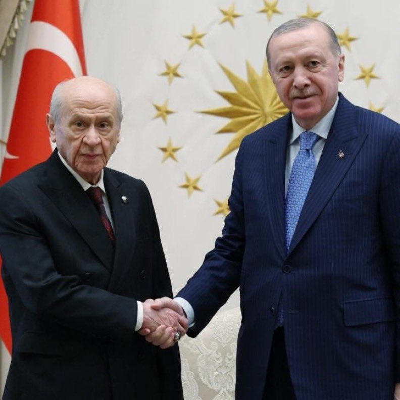 Milli_Gndem's tweet photo. Cumhurbaşkanı Erdoğan, MHP Lideri Bahçeli'yi kabul etti. https://t.co/1FLggGqFnc