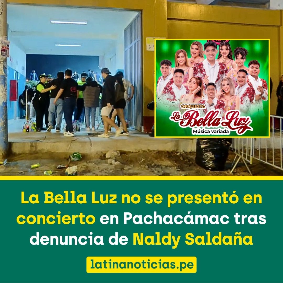 Latina_Noticias's tweet photo. 🔴 La Bella Luz no se presentó en el concierto que tenía programado en Pachacámac, pese a que la movilidad de la orquesta llegó hasta el lugar del evento. La cancelación sorprendió a los asistentes y ocurre en medio de la polémica tras la denuncia de Naldy Saldaña contra el exdirector César Sánchez, quien fue separado de manera indefinida mientras avanzan las investigaciones. Más en https://t.co/ZA7OVMMfKO.