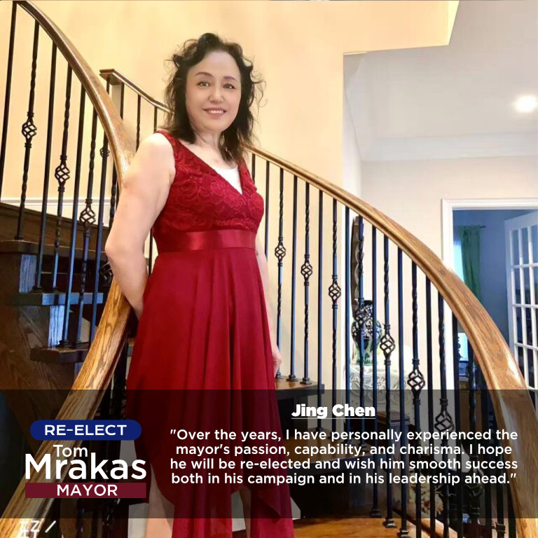 TMrakas's tweet photo. 🚨 ENDORSEMENT ALERT 🚨

I'm honoured to have the support of Jing Chen, an Aurora resident who proudly calls our community home.

Here's part of what Jing had to say:

"Over the years, I have personally experienced the mayor's passion, capability, and charisma. I hope he will be re-elected and wish him smooth success both in his campaign and in his leadership ahead."

“多年来，我亲身感受到了市长的热情、能力和个人魅力。我衷心希望他能够成功连任，并祝愿他在竞选和未来的市政领导工作中一切顺利。”

Jing, thank you for your trust, your support, and your belief in the future we're building together for Aurora.

Read Jing's full endorsement at https://t.co/EnCeXLxTaF

Be part of the momentum! Volunteer, reserve your lawn sign, or support the campaign today at https://t.co/HdEul55fCZ