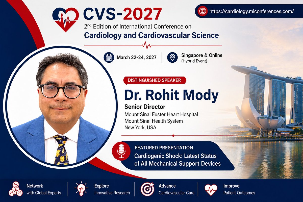 CardioEvent_CVS's tweet photo. 🫀 Announcing CVS-2027 with featured speaker Dr. Rohit Mody!
👨⚕️ Featured Speaker: Dr. Rohit Mody (India
📅 March 22–24, 2027
📍 Singapore & Online (Hybrid)
📝 https://t.co/o3K20UoeYI
#CVS2027 #Cardiology #InterventionalCardiology #PreventiveCardiology #OMT #PreventivePCI https://t.co/2CAcVhYXC7