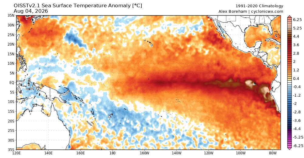 Stormteen1's tweet photo. I have made my August forecast for the 2026 #natl hurricane season and am predicting 5 named storms 2 hurricanes and 0 major hurricanes with 30 ACE or less. This is the most non conductive environment I’ve ever seen in my 2 decades of life. #hurricane #wxtwitter #ElNiño #wx https://t.co/eIJIUmNfaO