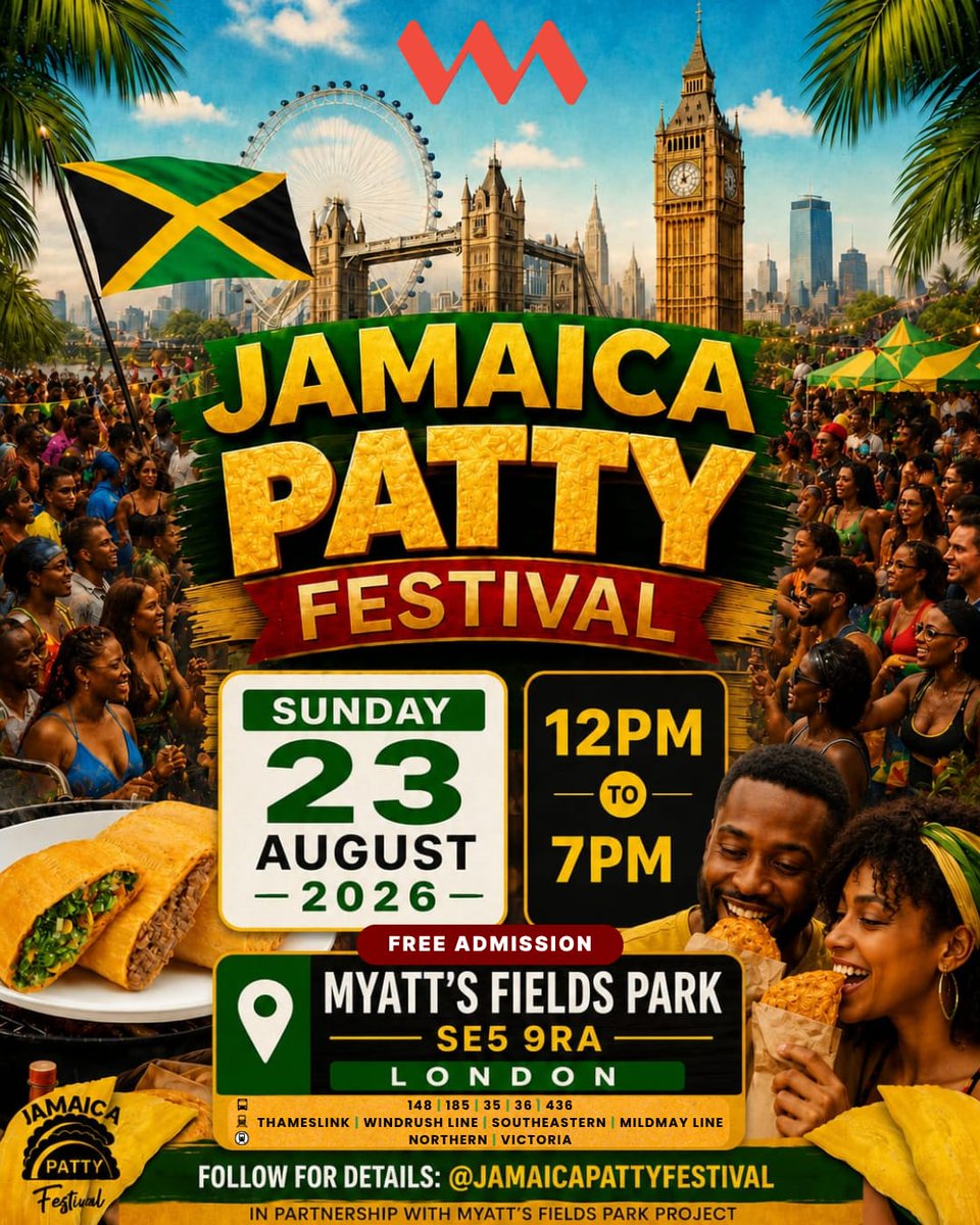 myattsfields's tweet photo. Get ready for a delicious Sunday! 🥟 Join us at Myatt's Fields Park for the Jamaica Patty Festival on 23rd Aug, 12-7 PM. Free entry! Follow @jamaicapattyfestival for updates. #MyattsFieldsPark #JamaicaPattyFestival #LondonEvents #Camberwell #SE5 #CommunityVibes #LondonFoodies https://t.co/oCdy7NvL2c