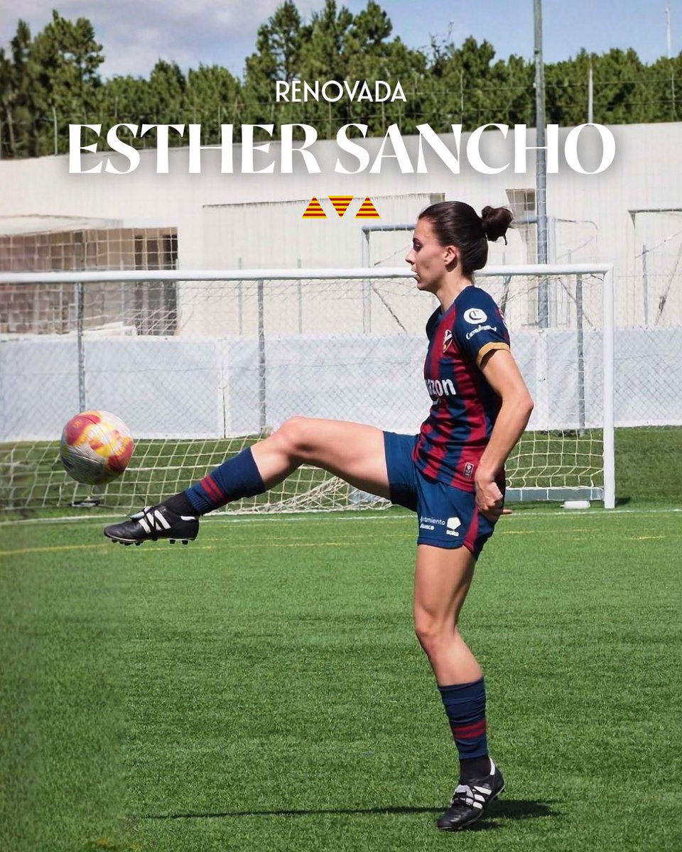 SDHuescaFem's tweet photo. OFICIAL | Esther Sancho continuará como azulgrana. 

➕ Una de las capitanas renueva su compromiso con la SD Huesca Femenino y afrontará su séptima temporada en el club.

¡Con todo, Esther! https://t.co/mLjXKjRRun