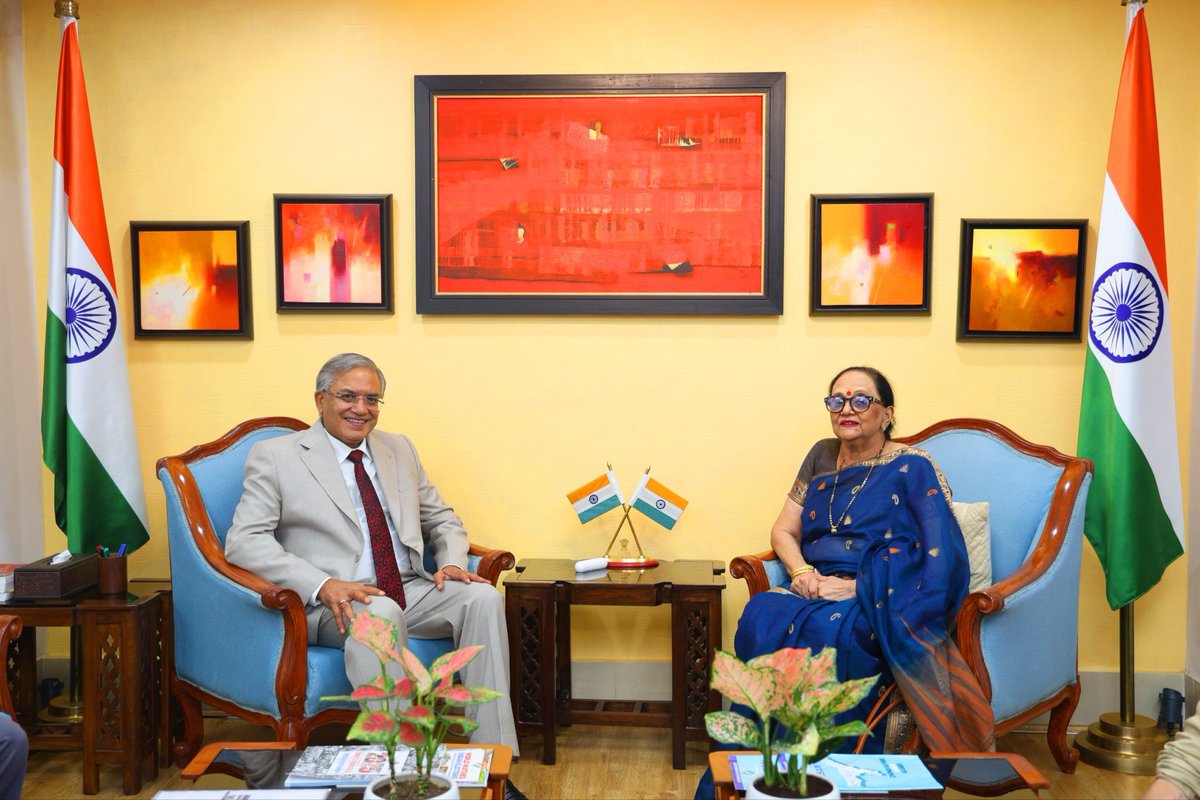 ECISVEEP's tweet photo. Chief Election Commissioner and Chairman of the Council of Member States of International IDEA, Shri Gyanesh Kumar, today met Her Excellency Mrs. Sheilabai
Bappoo, High Commissioner of Mauritius to India at Nirvachan Sadan, New Delhi.

Both sides reaffirmed their shared commitment to strengthening democratic cooperation, in line with the vision set out at IICDEM 2026. They also agreed to work closely together to deepen collaboration on election management and the training of election staff.