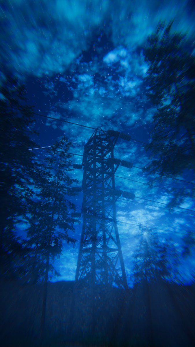 noami2539's tweet photo. Whispering steel towers beneath an electric blue night sky. ⚡🌲🌌
蒼い 夜空と、深林に 佇む 鉄塔の 記憶。

🌐: Go with the flow․
 by : やと98

#VRChat
#VRChat_world紹介
#VRChatPhotography https://t.co/DD31CONQuH